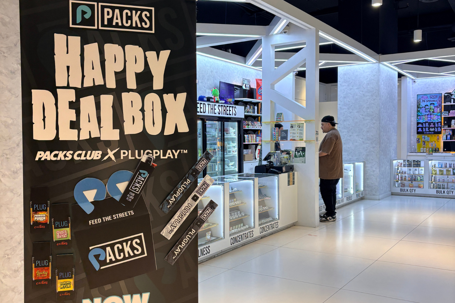 Packs Club dispensary display featuring cannabis products, dispensary discounts, and first-time dispensary deals.